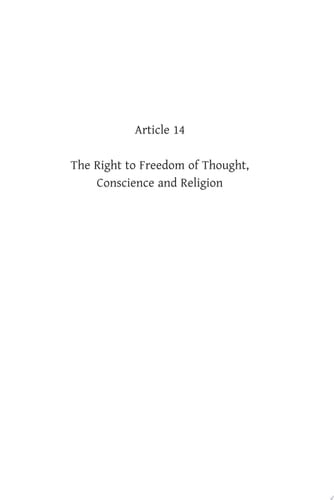 A Commentary on the United Nations Convention on the Rights of the Child, Article 14: The Right to Freedom of Thought, Conscience and Religion