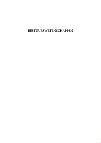 Bestuurswetenschappen de overheid : instellingen en beleid