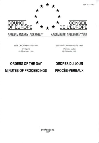 Assemblée Parlementaire Ordres du jour Session ordinaire de 1996 (Première partie) 2226 janvier 1996