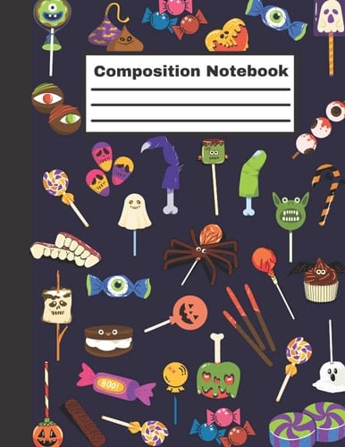 Halloween Composition Notebook: Happy Halloween Composition Notebook, Kawaii Halloween Candy Cover - Size (8.5 x 11 inches) 100 Pages: Lined Paper.