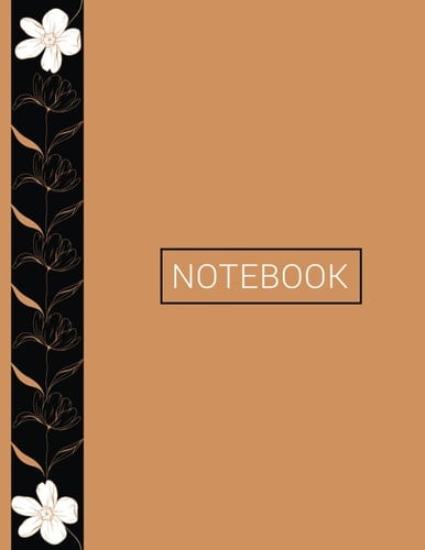 Floral Notebook: Golden Composition Notebook with Black and White Floral - College Ruled 120 pages (Large size 8.5 "x 11") (Minimal Notebooks)