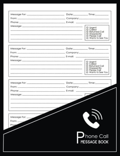 Phone Call Message Book Simple Telephone Voicemail Message Tracker Log Book