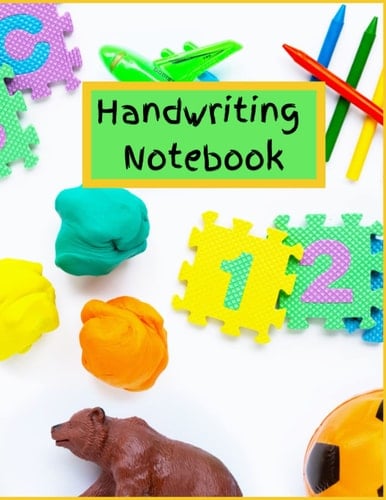Kindergarten writing paper with lines for ABC kids: 120 Blank handwriting practice paper with dotted lines 8.5" x 11": Brightly colored handprints on cover