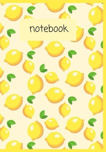 Lemon-Themed Notebook, 7"x10" 120 pages, school, work, office, diary