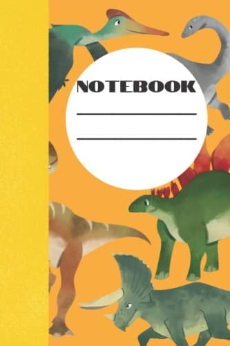 Wide-Ruled Dinonsaur Notebook 6x9 Inches With Track and Dinosaur Page Motif