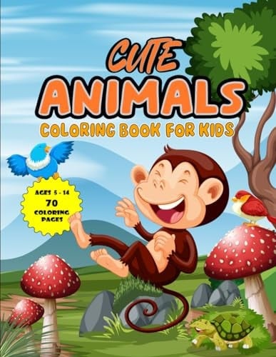 Cute Animals Coloring Book for Kids "Playful Pals: A Coloring Journey for Kids of All Ages (5-14)