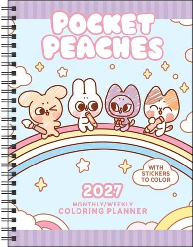 Pocket Peaches 2027 Monthly/Weekly Coloring Planner with Stickers to Color