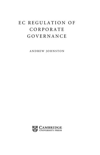 EC regulation of corporate governance
