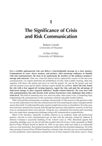 Handbook of risk and crisis communication