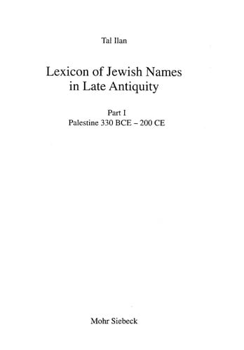 Lexicon of Jewish names in late antiquity