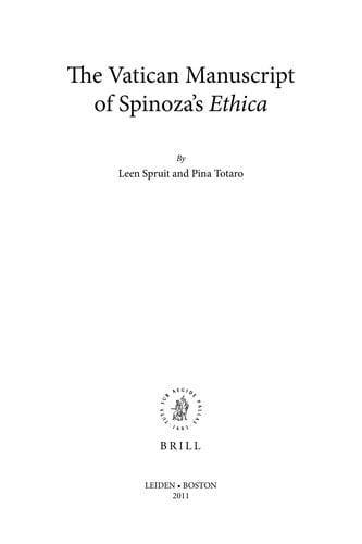 The Vatican manuscript of Spinoza's Ethica