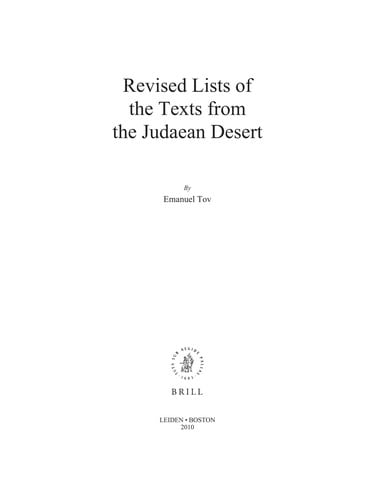Revised lists of the texts from the Judaean desert