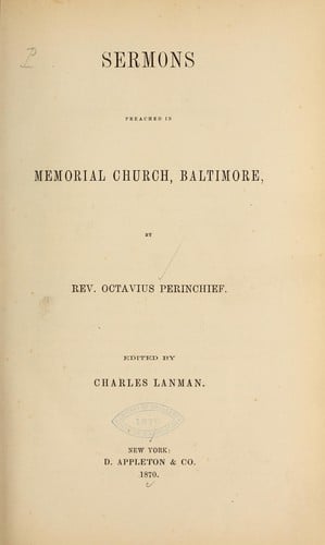 Sermons preached in memorial church, Baltimore