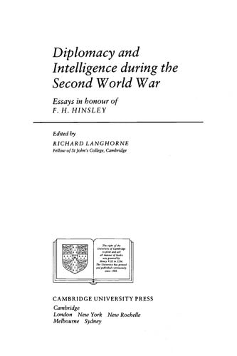 Diplomacy and intelligence during the Second World War