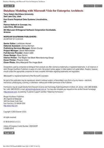 Database Modeling with Microsoft Visio for Enterprise Architects