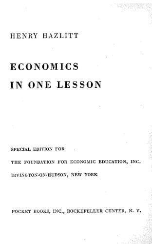 Economics in one lesson
