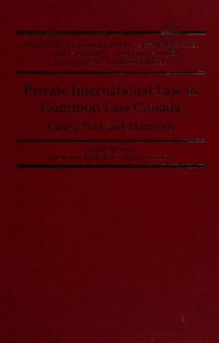Private international law in common law Canada