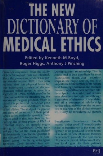 The new dictionary of medical ethics