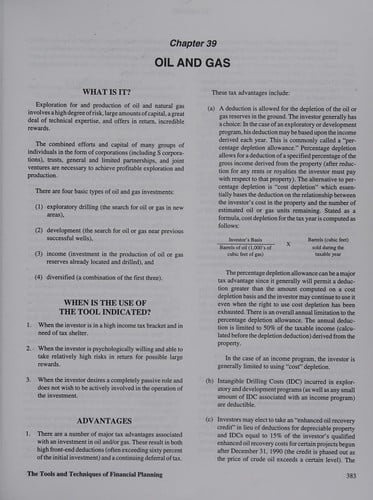 The Tools and techniques of financial planning