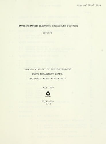 Categorization (listing) background document