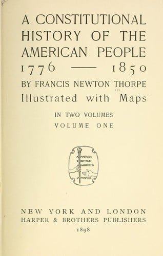Constitutional History of the United States 1765-1895