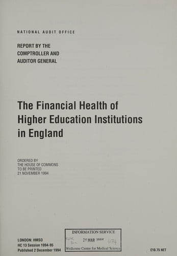 The financial health of higher education institutions in England