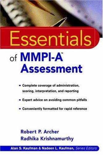 Essentials of MMPI-A Assessment (Essentials of Psychological Assessment Series)