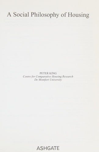 SOCIAL PHILOSOPHY OF HOUSING