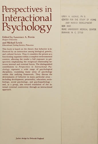 Perspectives in interactional psychology