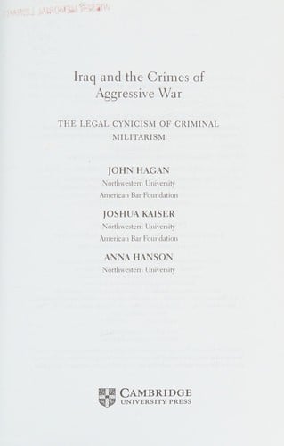 Iraq and the crimes of aggressive war