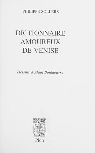 Dictionnaire amoureux de Venise