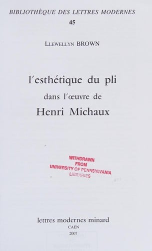 L'esthétique du pli dans l'œuvre de Henri Michaux