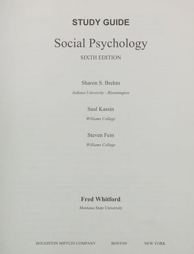 Study Guide for Social Psychology
