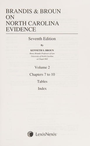 Brandis & Broun on North Carolina evidence