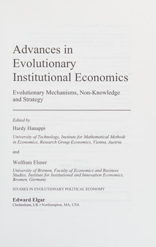 Advances in evolutionary institutional economics