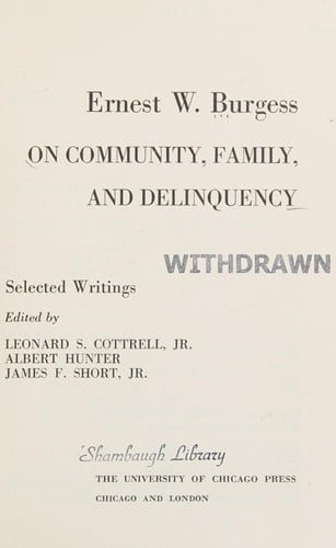 On community, family, and delinquency; selected writings