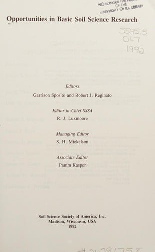 Opportunities in basic soil science research