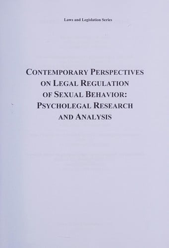 Contemporary perspectives on legal regulation of sexual behavior: psycho-legal research and analysis