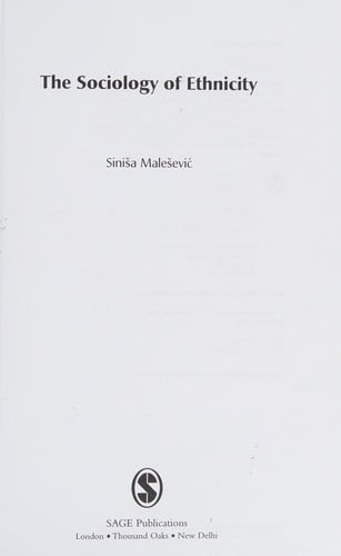 The sociology of ethnicity