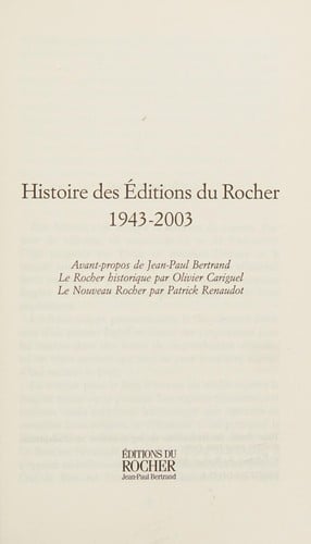 Histoire des Éditions du Rocher