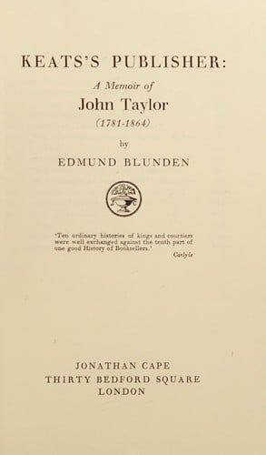 Keats's publisher