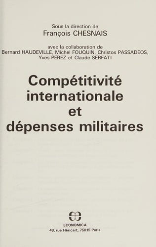 Compétitivité internationale et dépenses militaires