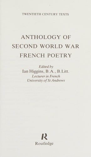 Anthology of Second World War French poetry