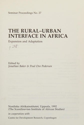 The Rural-urban interface in Africa