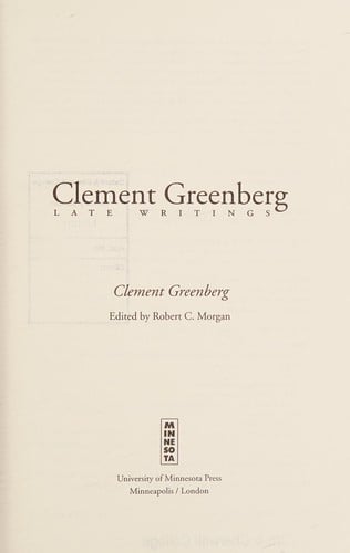 Clement Greenberg, late writings