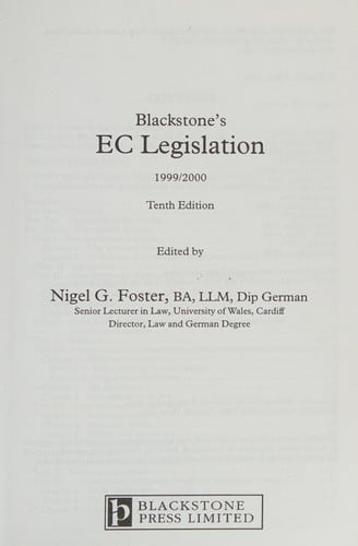 Blackstone's EC legislation