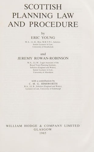 Scottish planning law and procedure