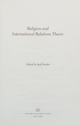 Religion and international relations theory