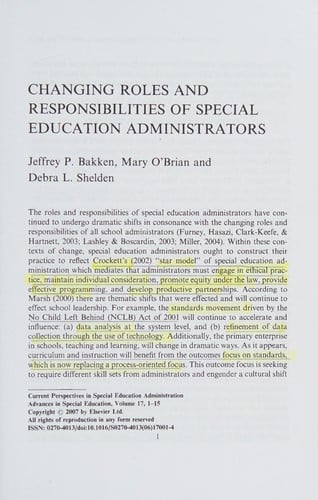 Current perspectives in special education administration