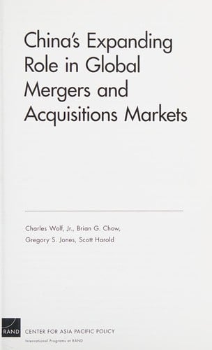 China's expanding role in global mergers and acquisitions markets
